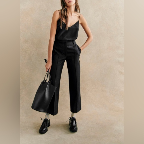 Sezane Pants - Sezane Black Cropped Pants